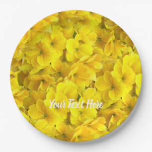Yellow Primrose Flowers Pattern Paper Plate