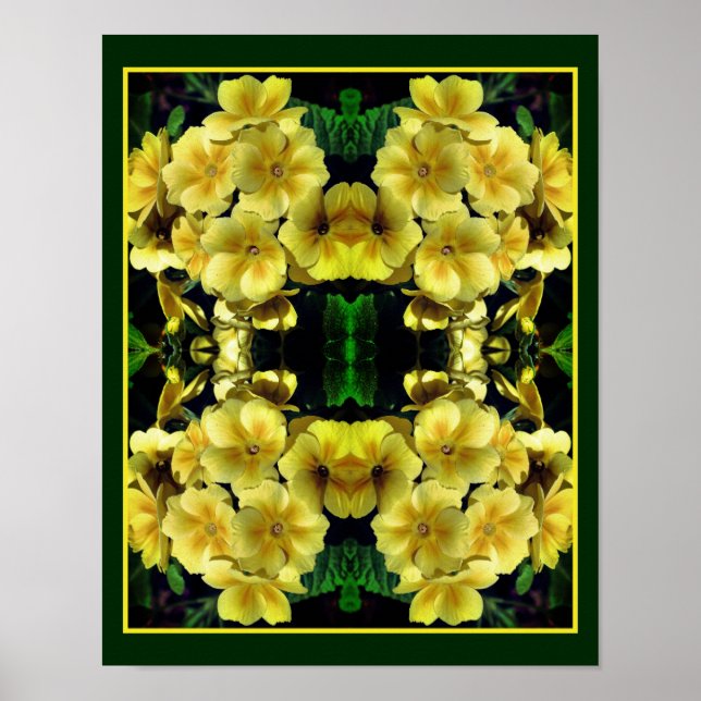 Yellow Primrose Spring Flowers Abstract   Poster (Front)