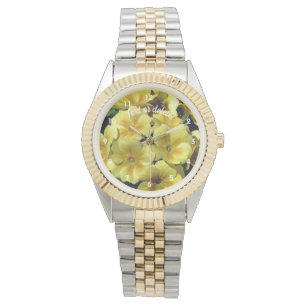 Yellow Primrose Spring Flowers Personalised Watch