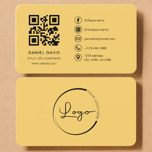Yellow Professional Logo QR Code  Business Card