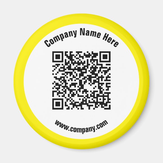 Yellow Promotional Business Name QR Code  Magnet (Front)