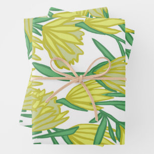 Yellow Protea Design Wrapping Paper Sheet
