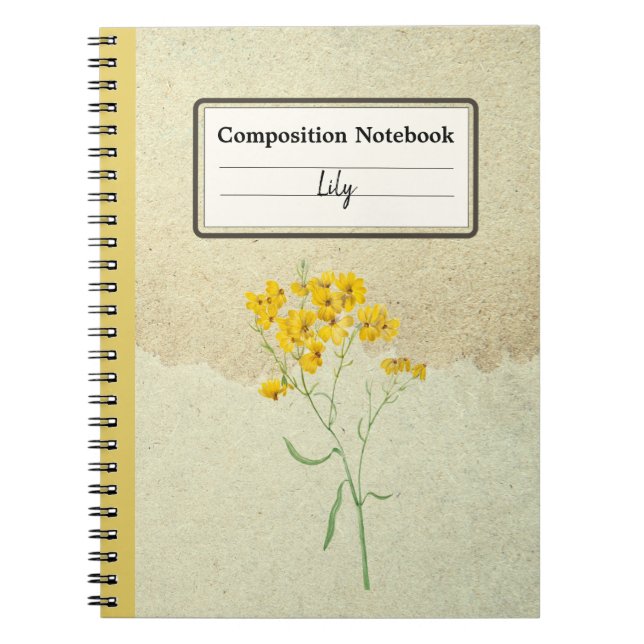 Yellow Psilostrophe Sparsiflora Personalised Comp Notebook (Front)