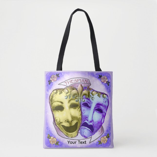 Yellow Purple Actor Masks Tote Bag (Front)
