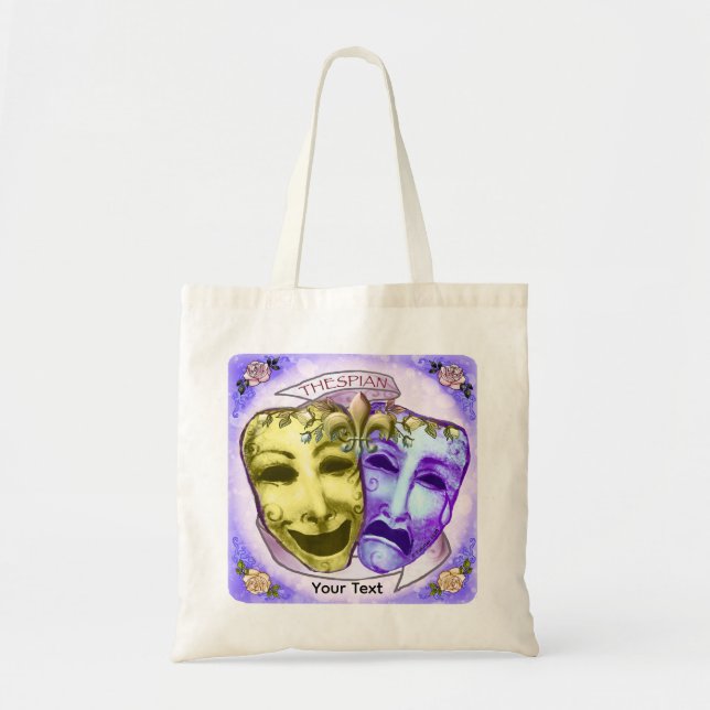 Yellow Purple Actor Masks Tote Bag (Front)