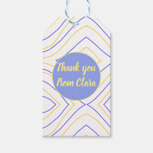 Yellow purple add name thank you title lines curve gift tags