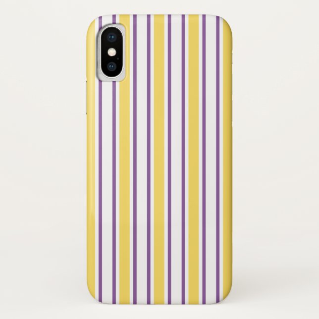 Yellow, purple and white candy stripes Case-Mate iPhone case (Back)