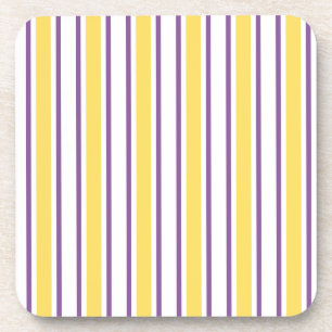 Yellow, purple and white candy stripes coaster