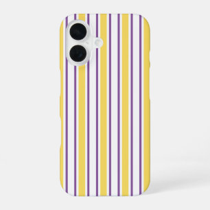 Yellow, purple and white candy stripes iPhone 16 case