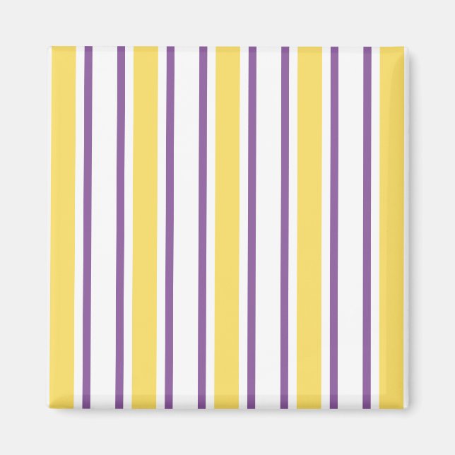 Yellow, purple and white candy stripes magnet (Front)