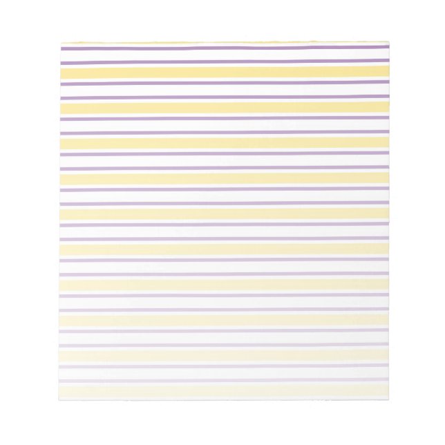 Yellow, purple and white candy stripes notepad (Front)
