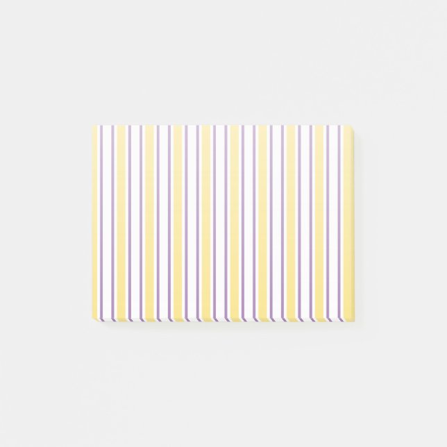 Yellow, purple and white candy stripes post-it notes (Front)