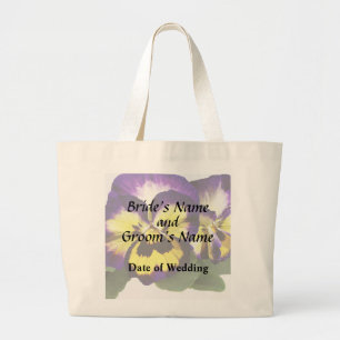 Yellow Purple and White Pansies Large Tote Bag