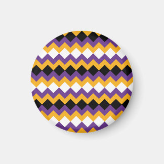 Yellow, Purple, Black and White Zigzag Chevron Magnet