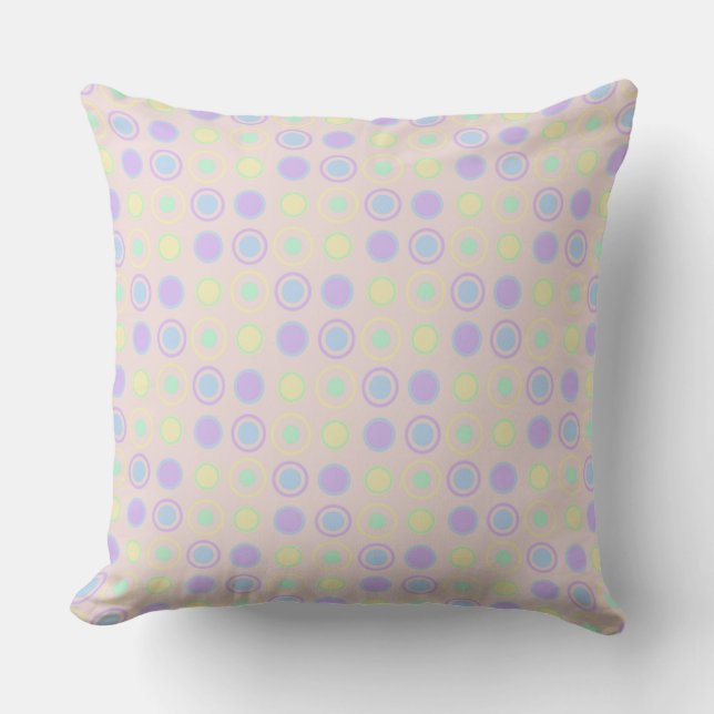 yellow, purple, blue and pink Polka Dots Cushion (Front)