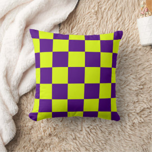 Yellow Purple Checkerboard Pillow