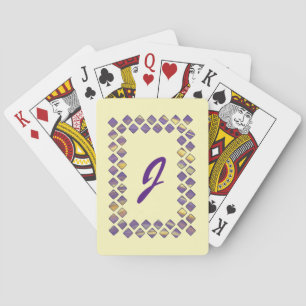 Yellow Purple Diamond Blends Monogram Playing Card