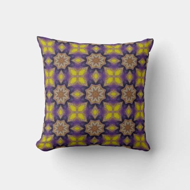 Yellow Purple Diamond Pattern Cushion (Front)
