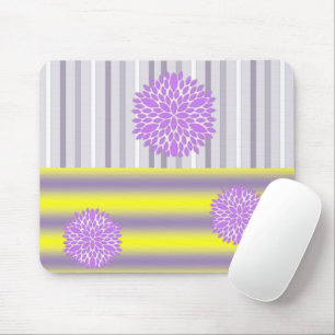 Yellow Purple Floral Stripe Mouse Pad! Mouse Pad