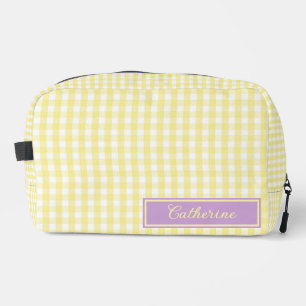 Yellow & Purple Gingham Cute Plaid Cosmetic Dopp Kit