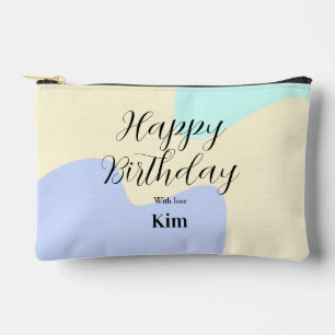 Yellow purple green happy birthday abstract pastel accessory pouch