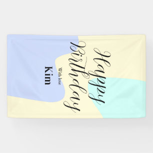 Yellow purple green happy birthday abstract pastel banner