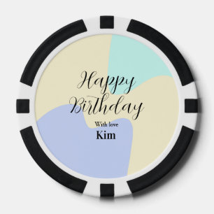 Yellow purple green happy birthday abstract pastel poker chips