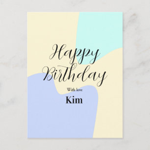 Yellow purple green happy birthday abstract pastel postcard