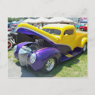 Yellow & Purple Hot Rod Postcard
