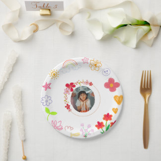 Yellow & Purple Kids Party Paper Plates