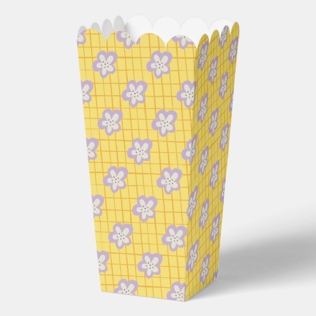 Yellow Purple Retro Daisy Floral Pattern Favour Box (Front)