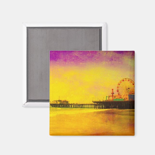 Yellow Purple Santa Monica Pier Magnet (Front/Back)