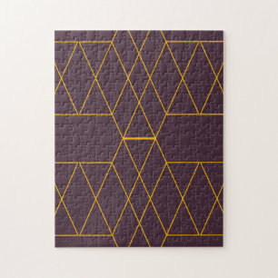 Yellow, purple, simple, modern geometric graphic jigsaw puzzle