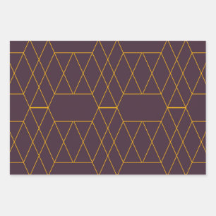 Yellow, purple, simple, modern geometric graphic wrapping paper sheet