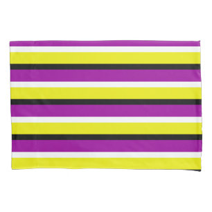 Yellow Purple Stripes Pattern Pillowcase