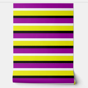 Yellow Purple Stripes Pattern Wallpaper