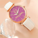 Yellow Purple vintage couple name monogram Watch<br><div class="desc">Personalized watch with the names of the bride and groom or the couple in love. This watch can be customized by changing the text with the name of the loved one or the wedding date. It can be an ideal gift for newlyweds or for silver or golden wedding anniversaries. Monogram...</div>