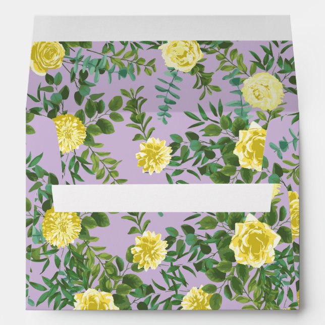 Yellow & Purple Vintage Elegant Spring Wedding Envelope (Back (Bottom))