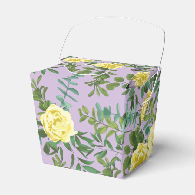 Yellow & Purple Vintage Elegant Spring Wedding Favour Box (Front Side)