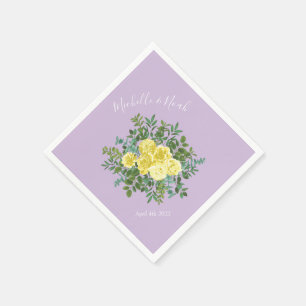 Yellow & Purple Vintage Elegant Spring Wedding Napkin