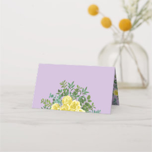 Yellow & Purple Vintage Elegant Spring Wedding Place Card