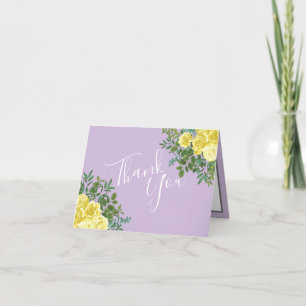 Yellow & Purple Vintage Elegant Spring Wedding Thank You Card