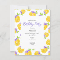 Yellow Purple Watercolor Pansy Pattern