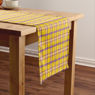 Yellow Purple White Plaid Classic Table Runner