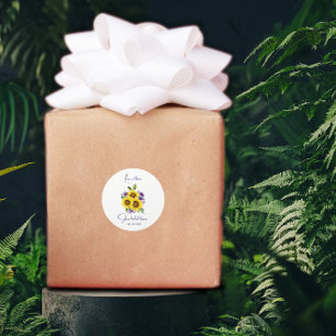 Yellow purple wildflower sunflower watercolor  classic round sticker