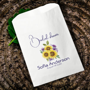 Yellow purple wildflower sunflower watercolor favour bags