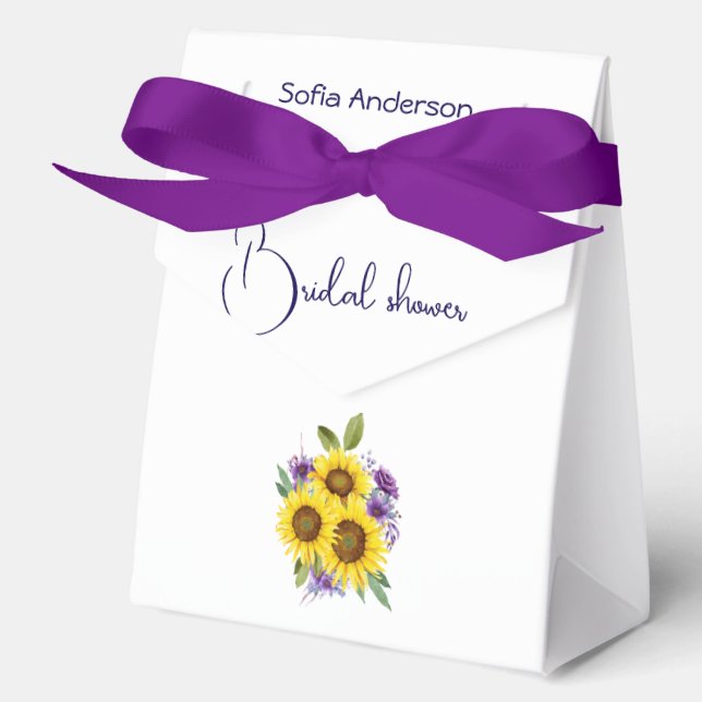 Yellow purple wildflower sunflower watercolor  favour box (Front)