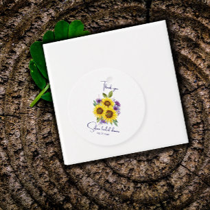 Yellow purple wildflower sunflower watercolor favour tags