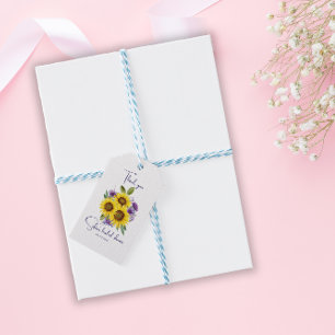 Yellow purple wildflower sunflower watercolor gift tags