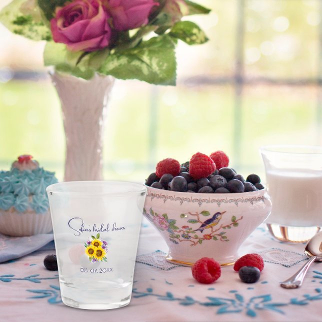 Yellow purple wildflower sunflower watercolor  shot glass (Creator Uploaded)